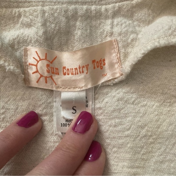 Vintage Western Geometric Fringe Top Size Small Cream - Picture 4 of 4